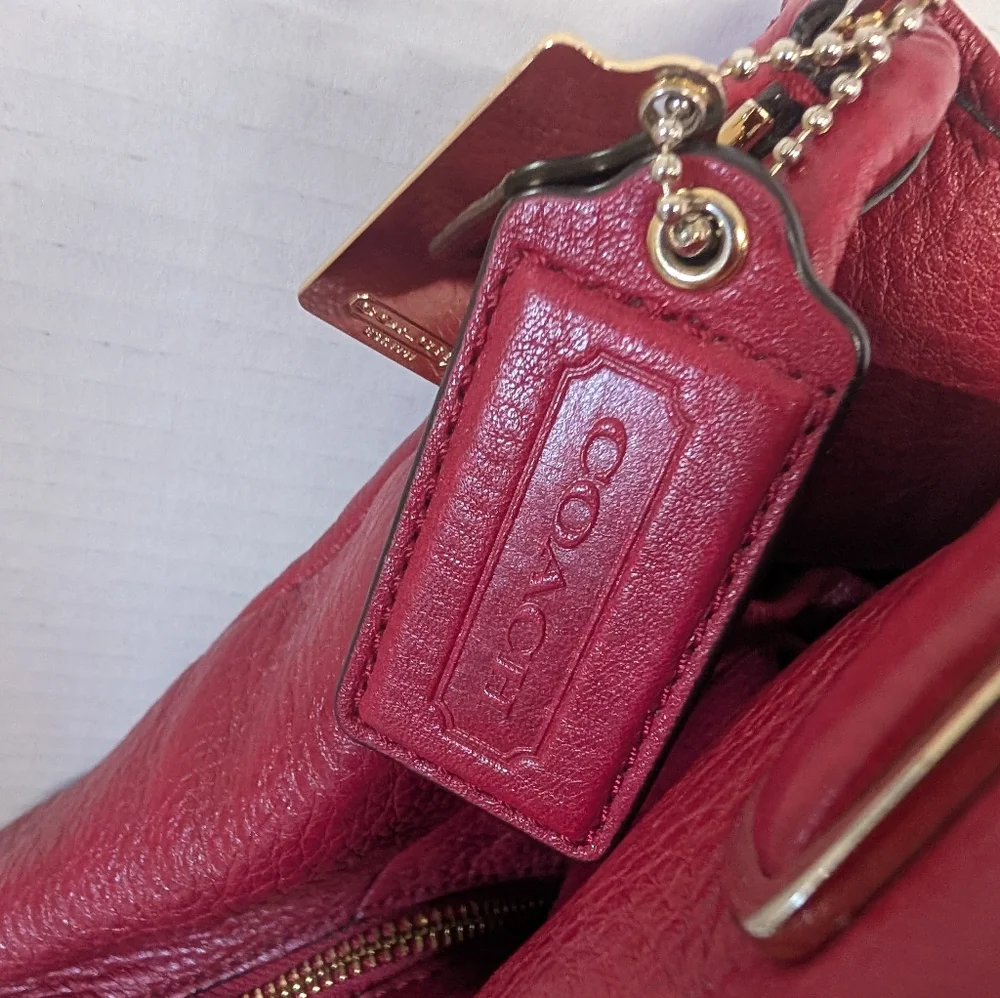 Coach Bag Madison Phoebe Cranberry Red Leather Shoulder Hobo H24621 From 2013